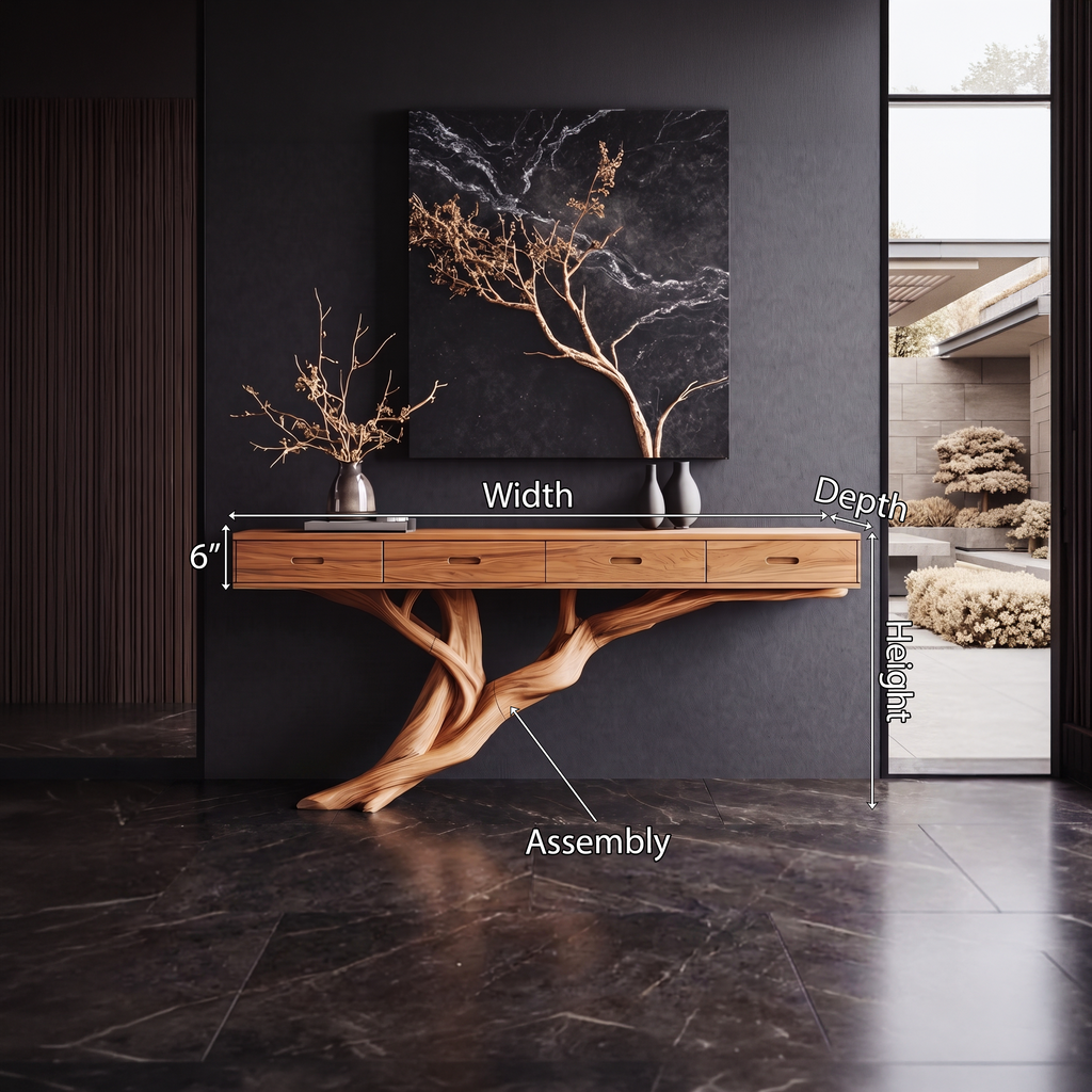 Mid Century Wooden Console Table For Living Room Contemporary Accent