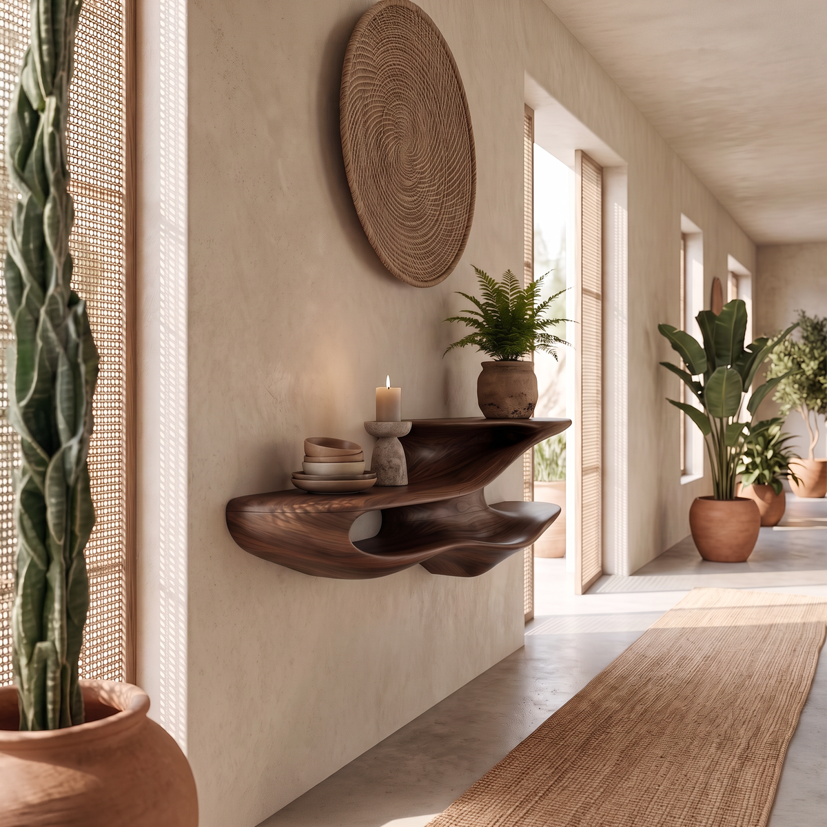 Handcrafted Live Edge Wall Mount Shelf For Living Room