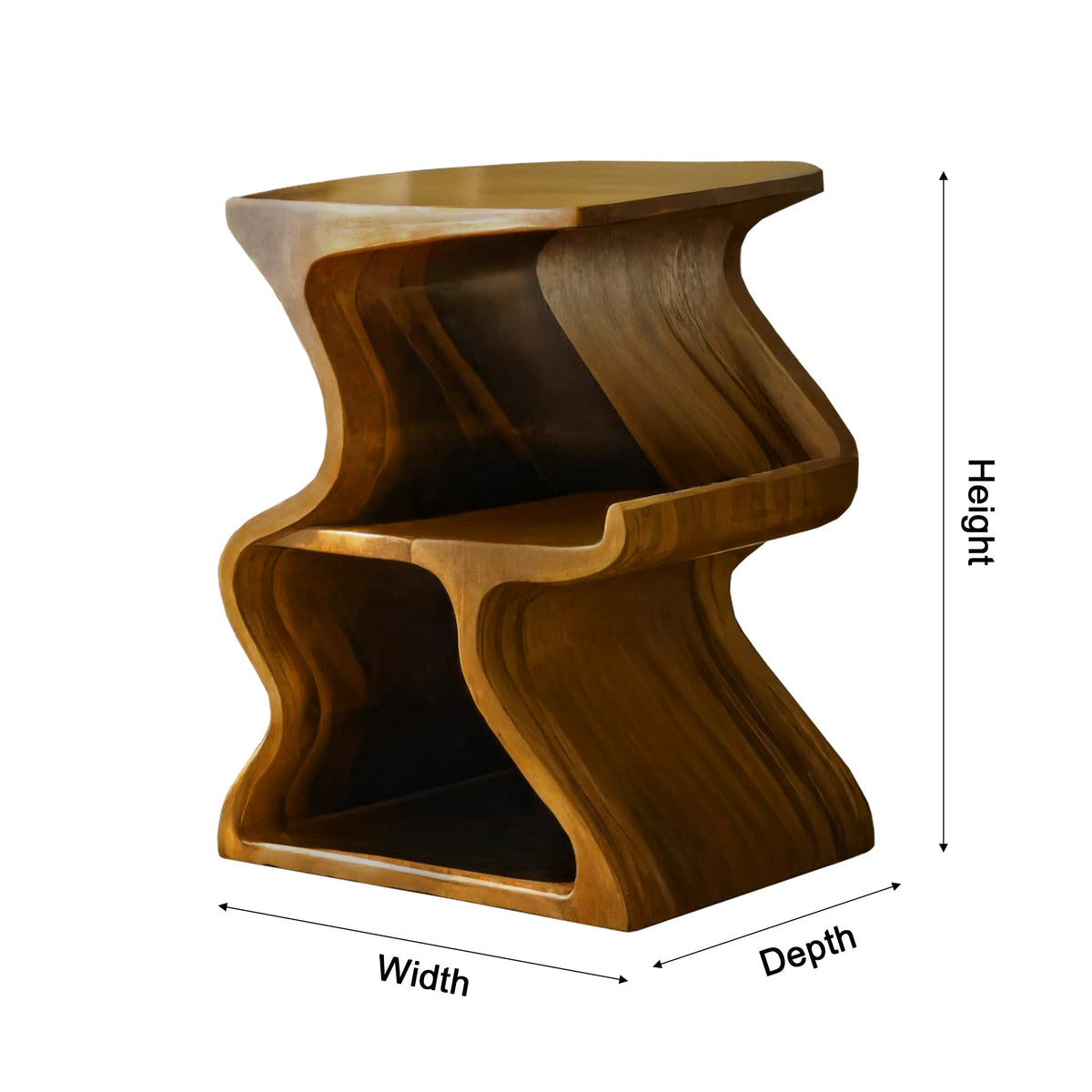 Aurea Wave Sculptural Solid Wood Record Player Stand