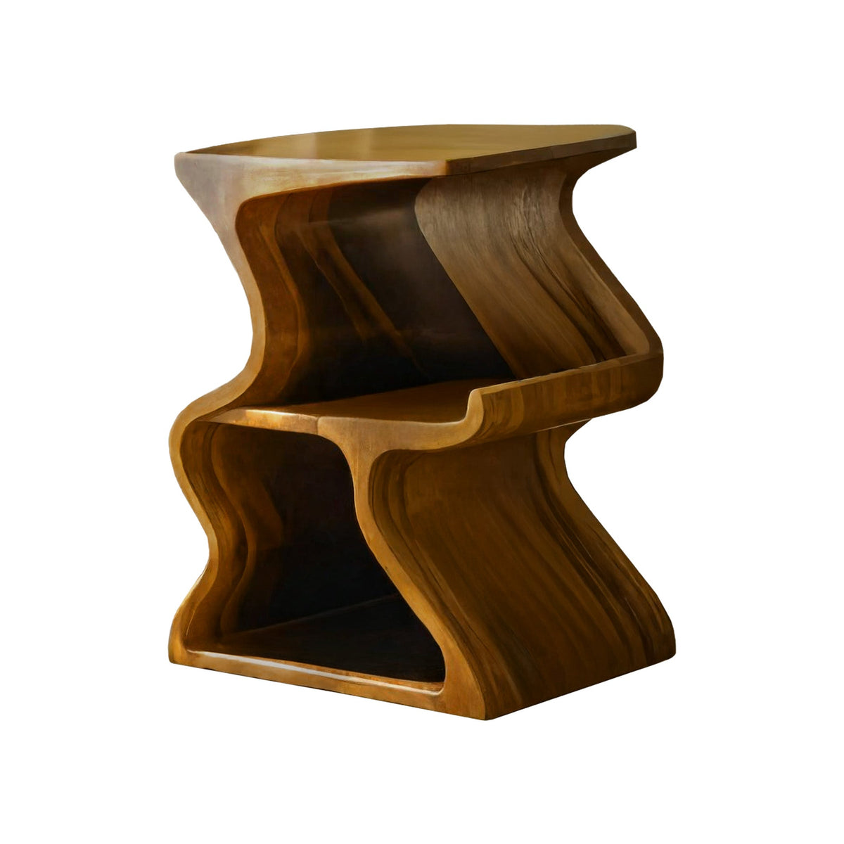 Aurea Wave Sculptural Solid Wood Record Player Stand