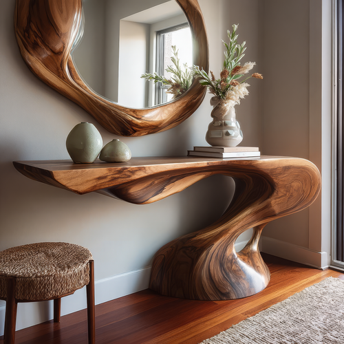 Avelith Sculpted Solid Wood Console Table