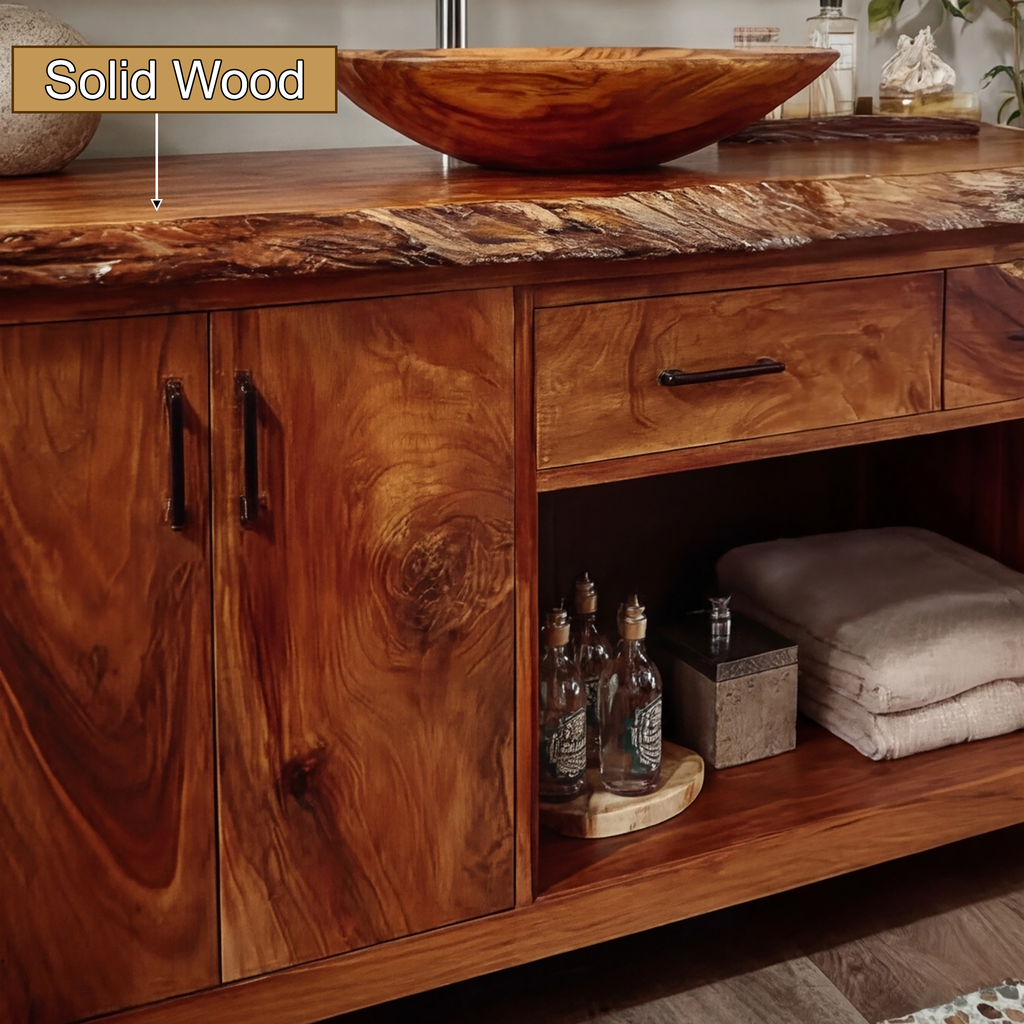 Eldorin Live Edge Solid Wood Freestanding Bathroom Vanity With Cabinet