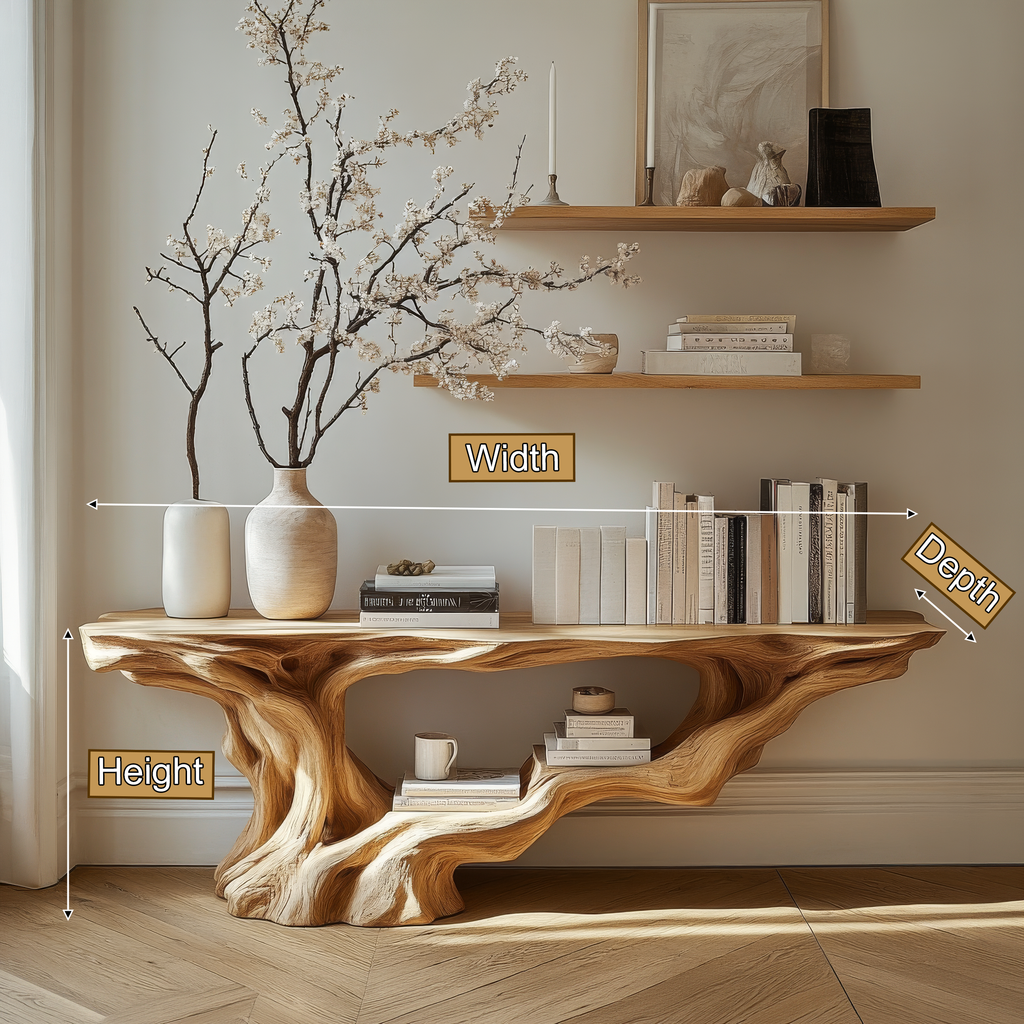 Eldrosyn Sculpted Solid Wood Console Table