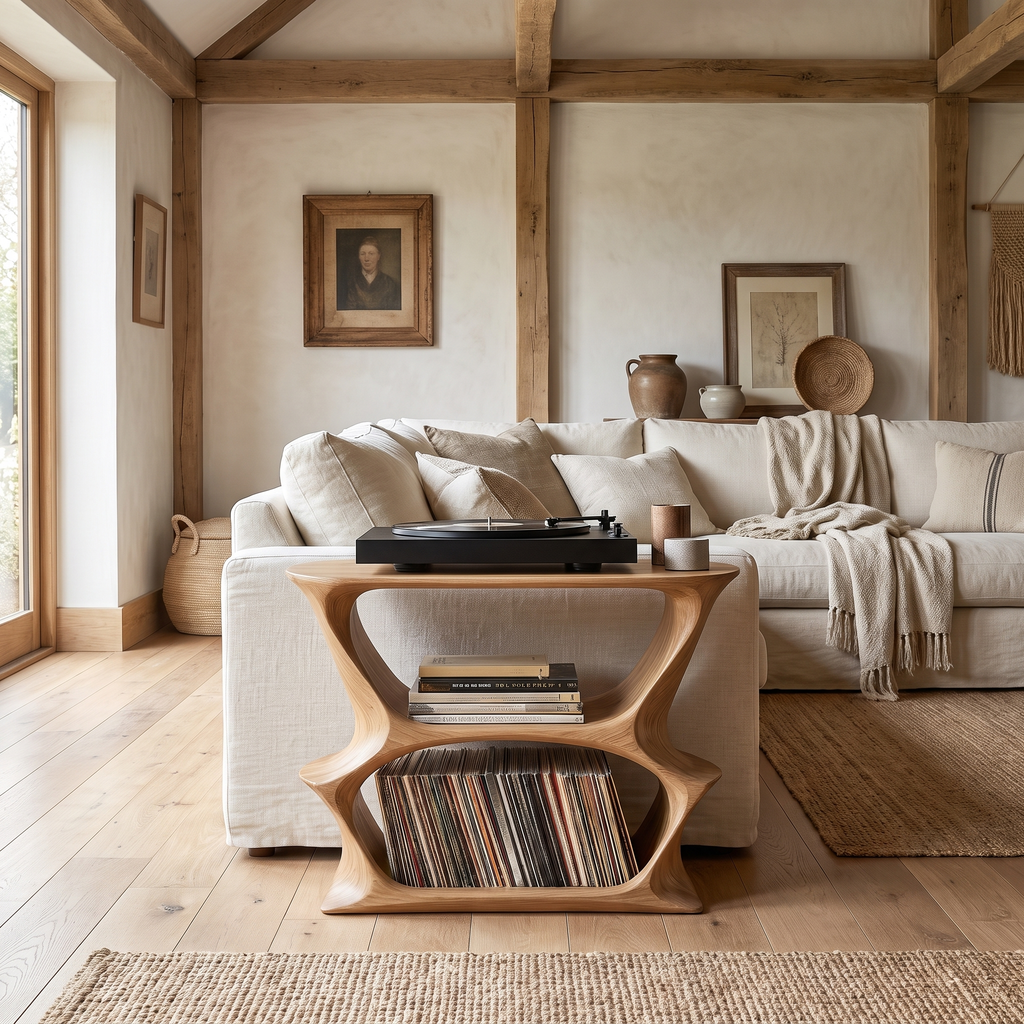 Velnora Handcrafted Solid Wood Record Player Stand
