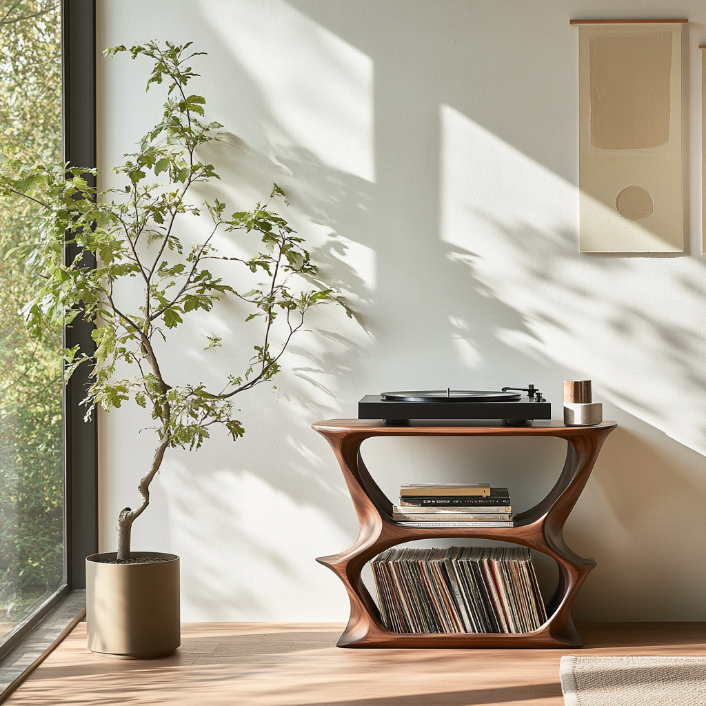 Velnora Handcrafted Solid Wood Record Player Stand