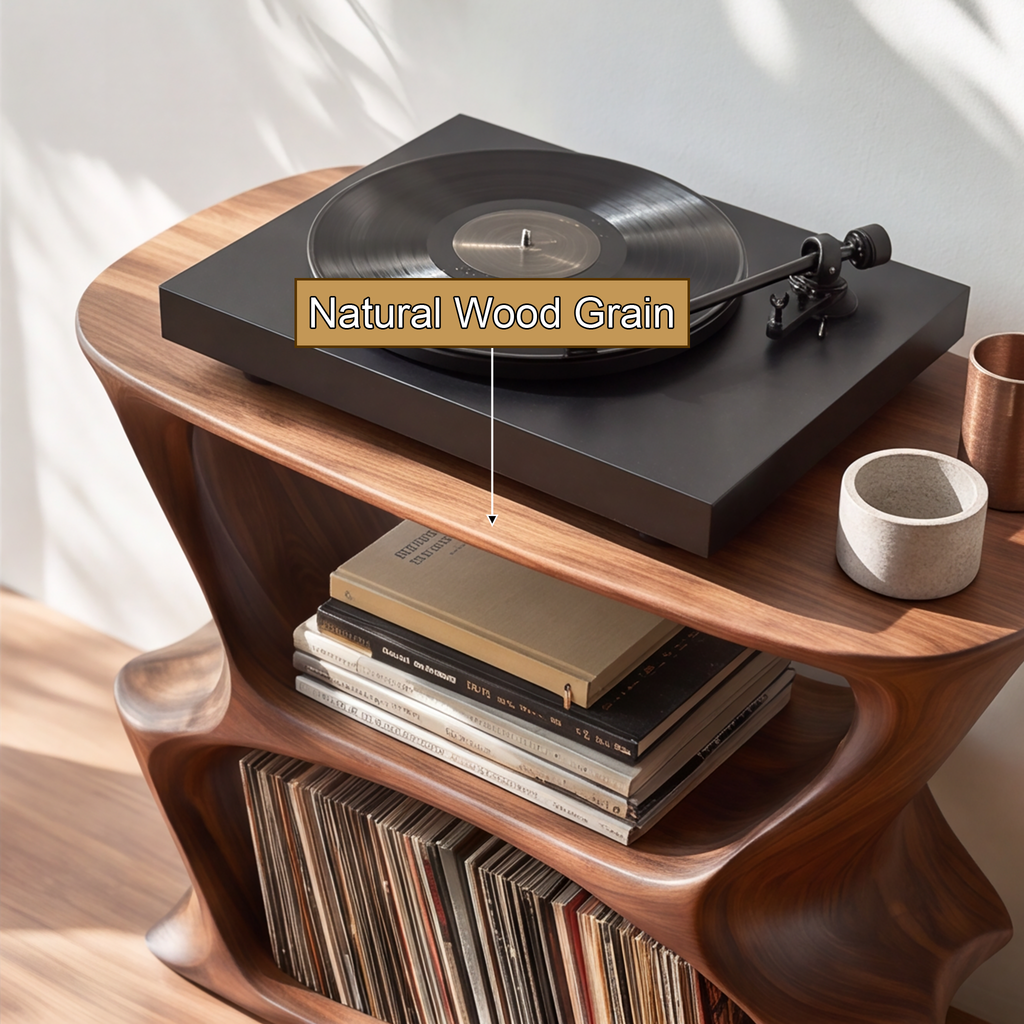 Velnora Handcrafted Solid Wood Record Player Stand
