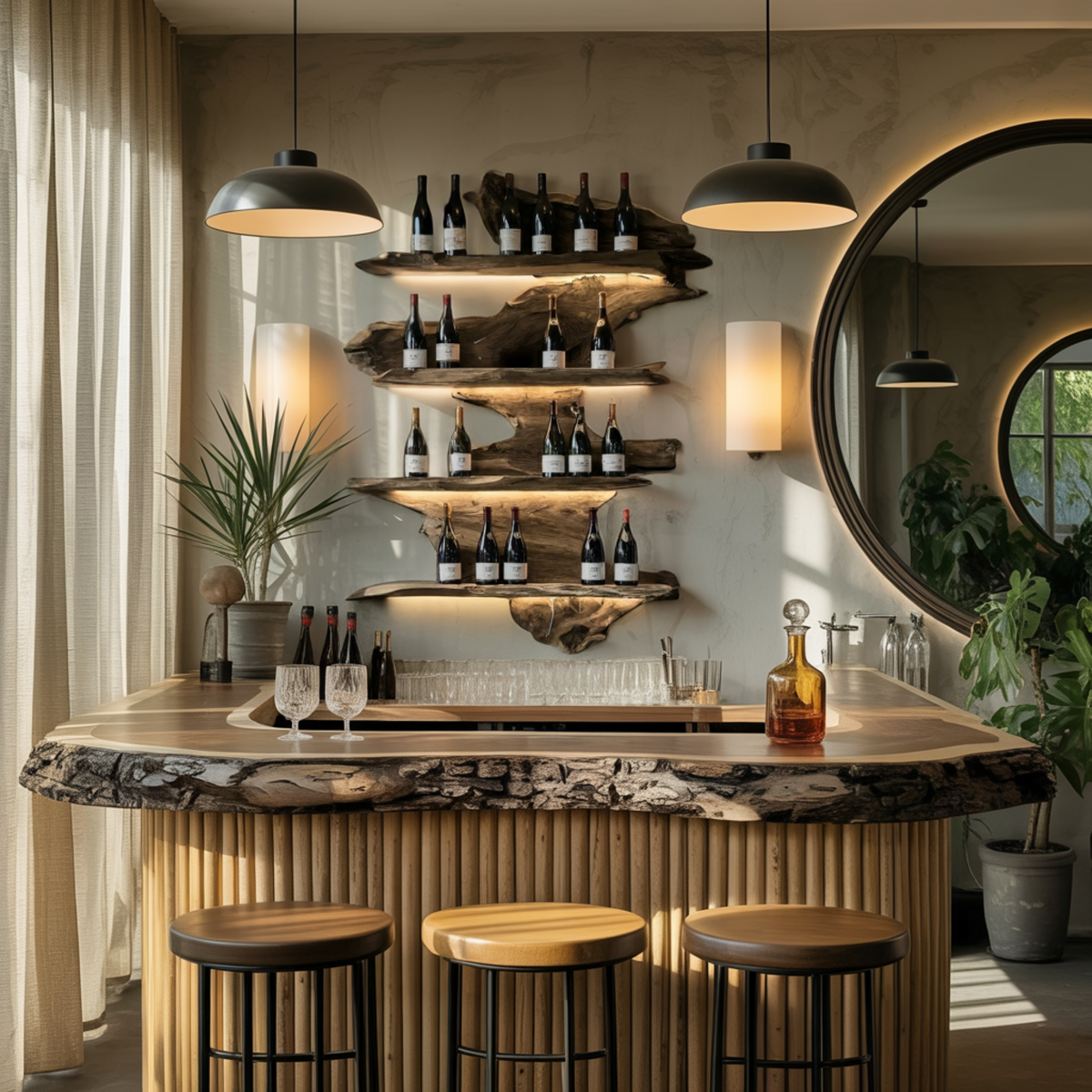 Vineflow Live Edge Floating Wine Rack Holder
