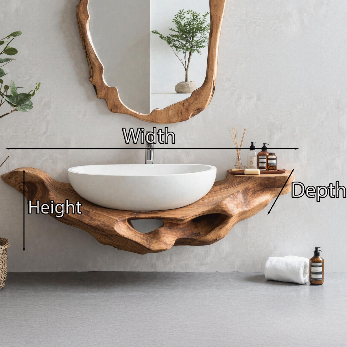 Mid Century Live Edge Floating Vanity Small Bathroom Style